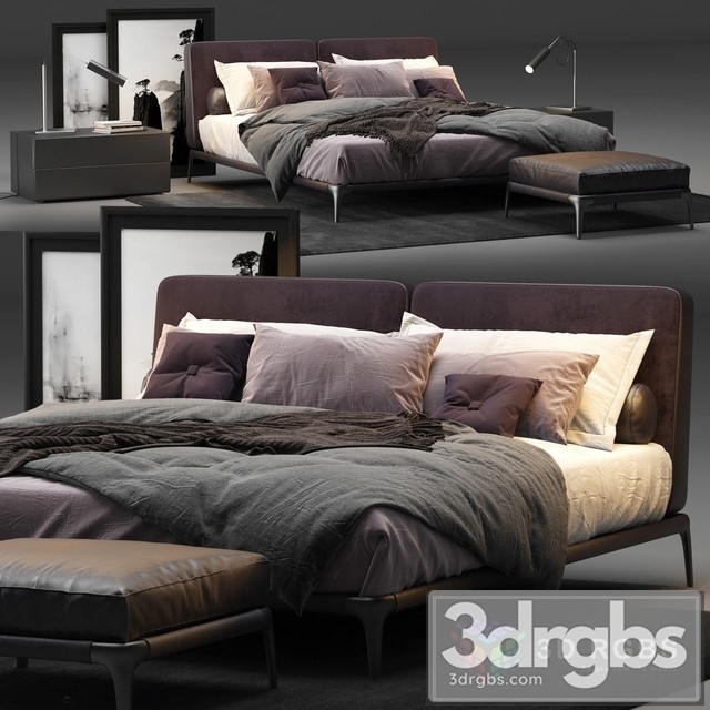 Poliform Park Uno Bed 3dsmax Download - thumbnail 1