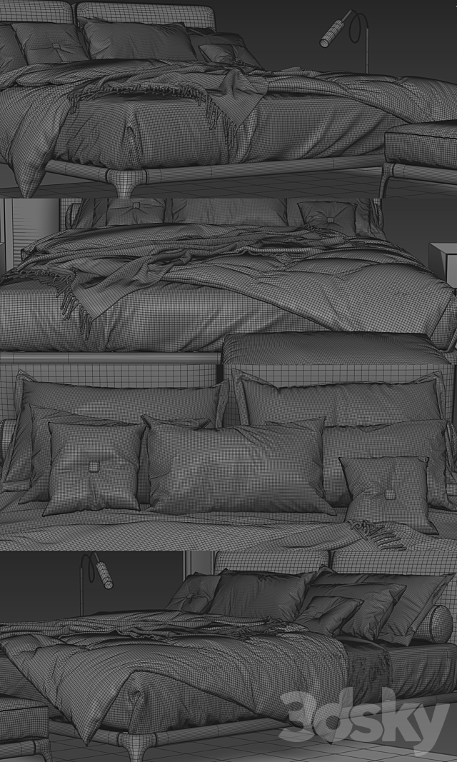 Poliform Park Uno Bed 3DSMax File - thumbnail 3