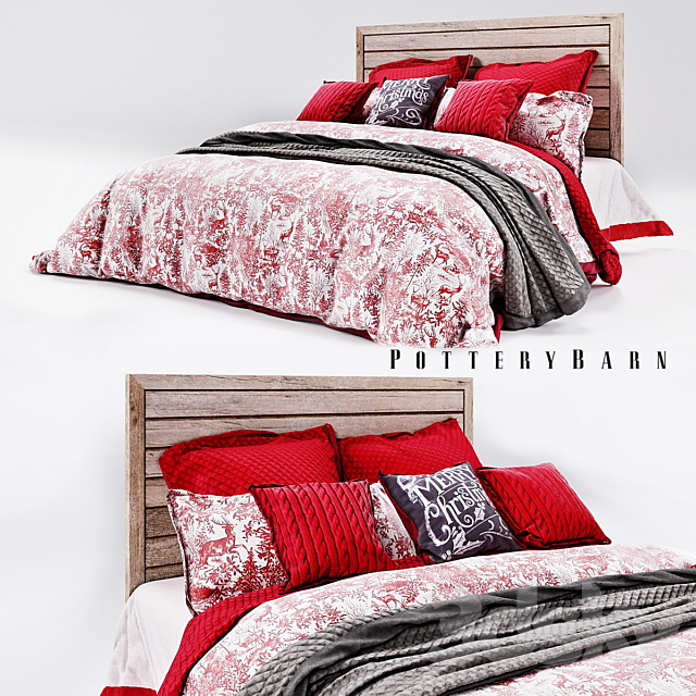 Pottery barn alpine toile bedding set 3DS Max Model - thumbnail 1