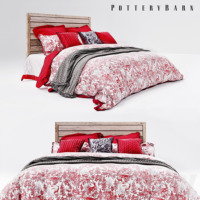 Pottery barn alpine toile bedding set 3DS Max Model - thumbnail 2