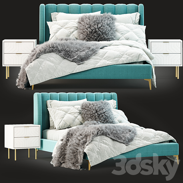 Pottery Barn Avalon Channel Stitch Bed 3DSMax File - thumbnail 1