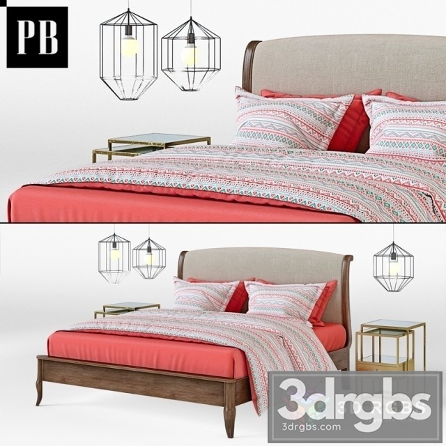 Pottery Barn Calistoga Bed 3dsmax Download - thumbnail 1