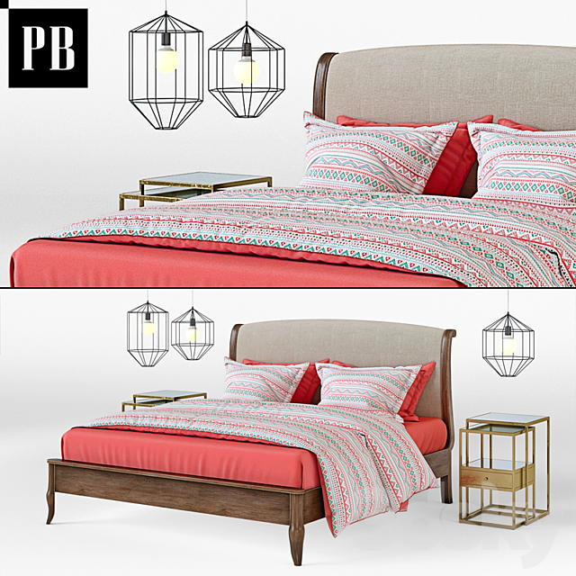 POTTERY BARN Calistoga Bed 3DSMax File - thumbnail 1