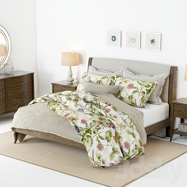 Pottery Barn Calistoga Bed set 3DS Max Model - thumbnail 2