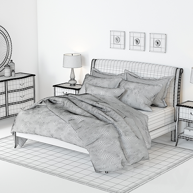 Pottery Barn Calistoga Bed set 3DS Max Model - thumbnail 3