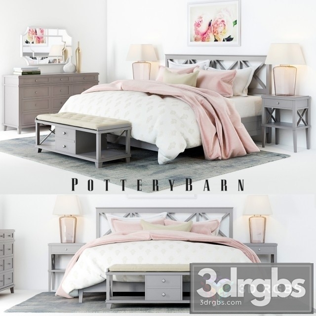 Pottery Barn Clara Lattice Bed Set 1 3dsmax Download - thumbnail 1