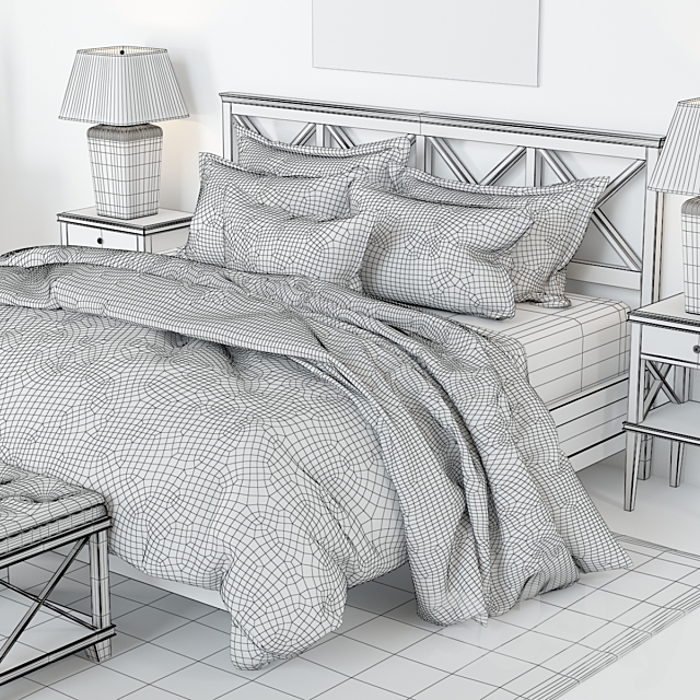 Pottery Barn Clara Lattice Bed set 1 3DSMax File - thumbnail 3