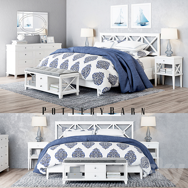 Pottery Barn Clara Lattice Bed set 2 3DSMax File - thumbnail 1