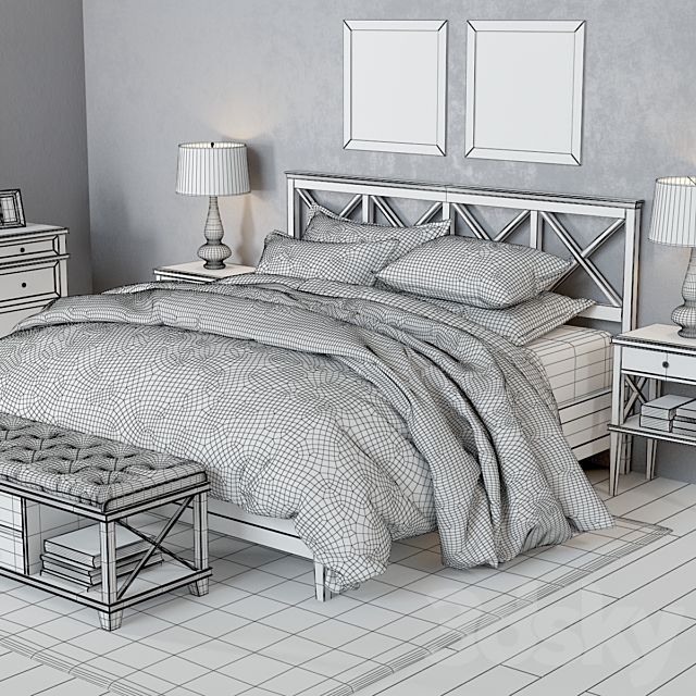 Pottery Barn Clara Lattice Bed set 2 3DSMax File - thumbnail 3