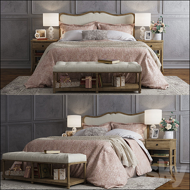 Pottery Barn Claremont bed 3DS Max Model - thumbnail 1