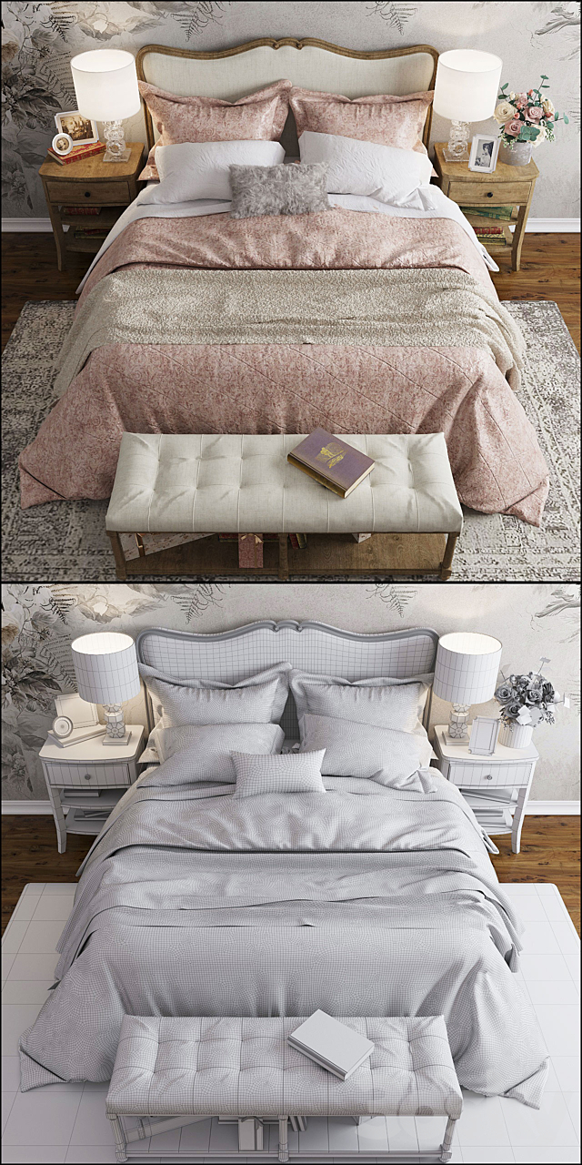 Pottery Barn Claremont bed 3DS Max Model - thumbnail 3