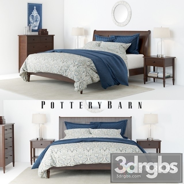 Pottery Barn Crosby Bed 3dsmax Download - thumbnail 1