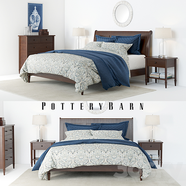 Pottery Barn Crosby Bedroom set 3DS Max Model - thumbnail 1