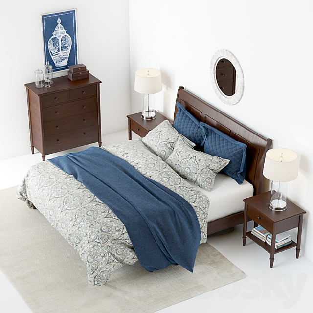 Pottery Barn Crosby Bedroom set 3DS Max Model - thumbnail 3