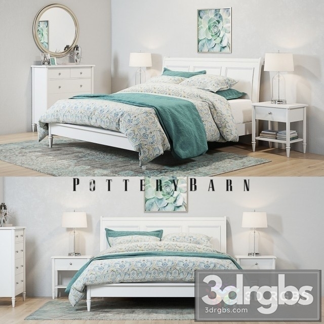 Pottery Barn Crosby White Bedroom Set 3dsmax Download - thumbnail 1