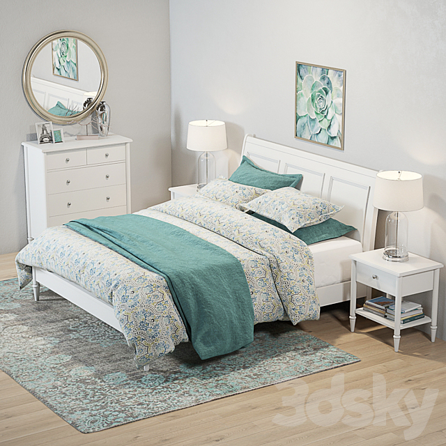 Pottery Barn Crosby White Bedroom set 3DSMax File - thumbnail 2