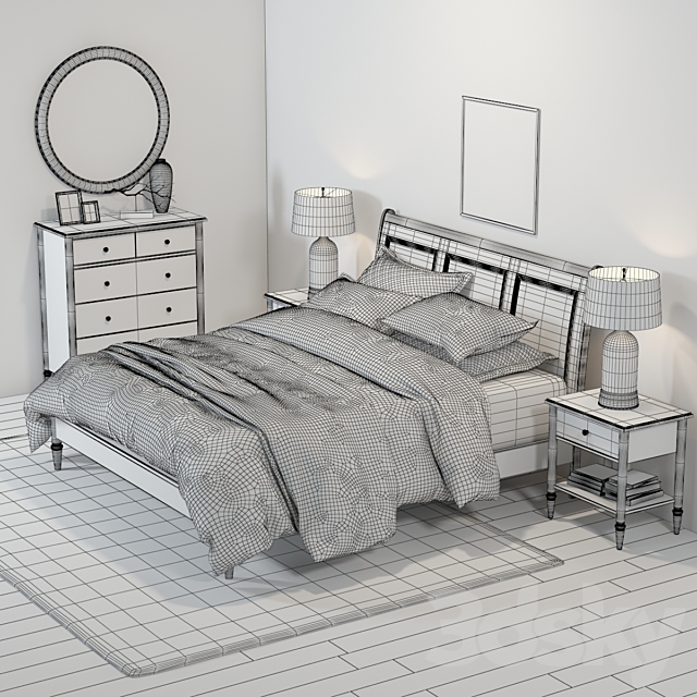 Pottery Barn Crosby White Bedroom set 3DSMax File - thumbnail 3