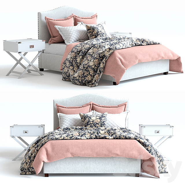 Pottery Barn Raleigh Bed 3 pink 3DSMax File - thumbnail 1