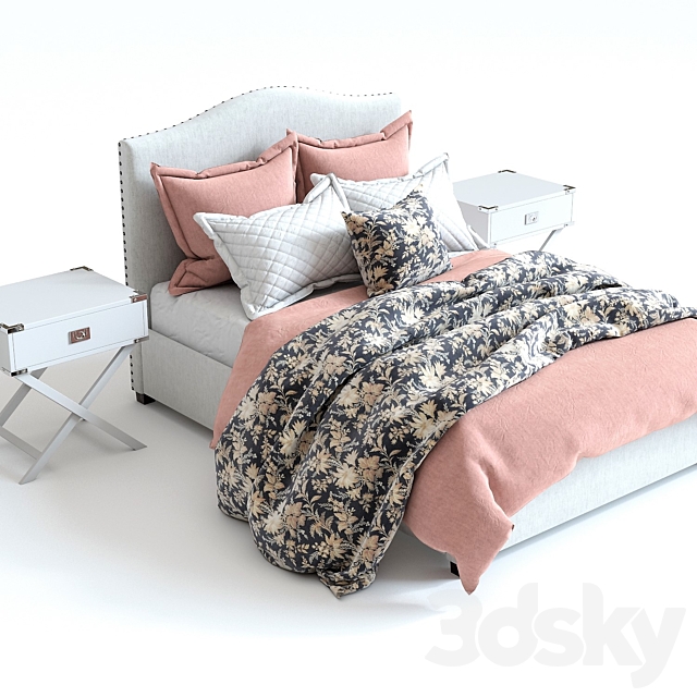 Pottery Barn Raleigh Bed 3 pink 3DSMax File - thumbnail 2