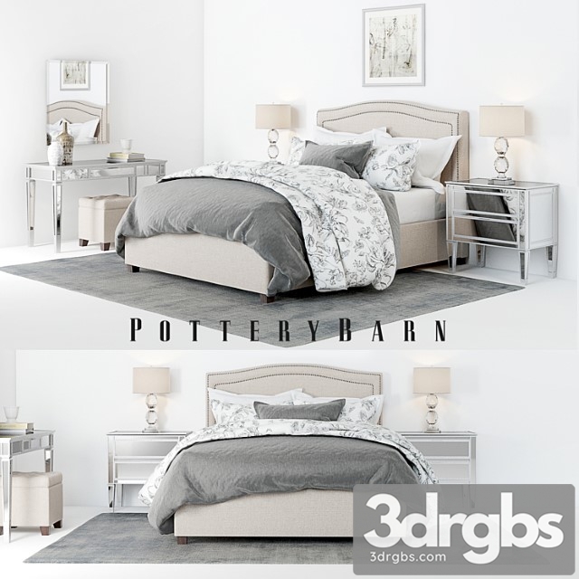 Pottery Barn Tamsen Bed set 01 3dsmax Download - thumbnail 1