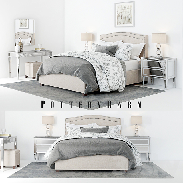 Pottery Barn Tamsen Bed set 01 3DSMax File - thumbnail 1