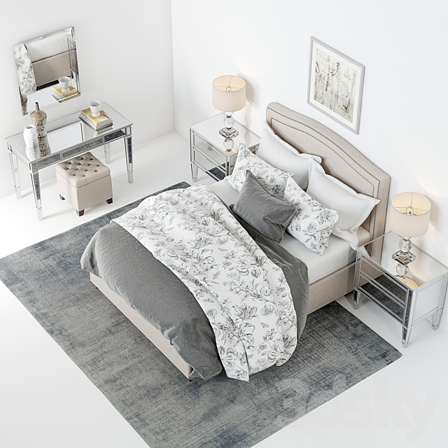 Pottery Barn Tamsen Bed set 01 3DSMax File - thumbnail 2