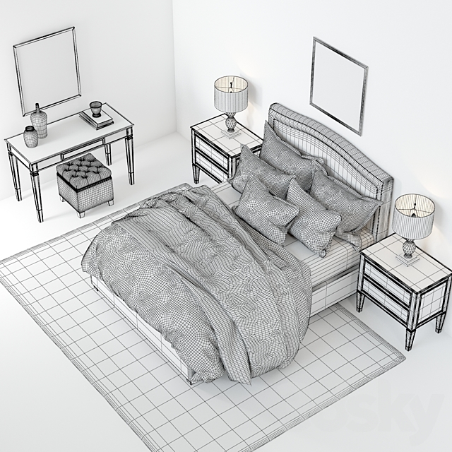 Pottery Barn Tamsen Bed set 01 3DSMax File - thumbnail 3