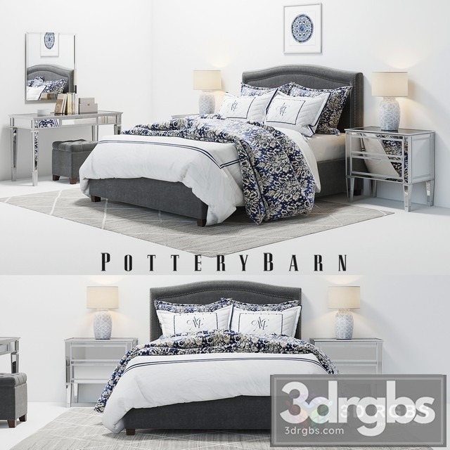 Pottery Barn Tamsen Bed Set 02 3dsmax Download - thumbnail 1