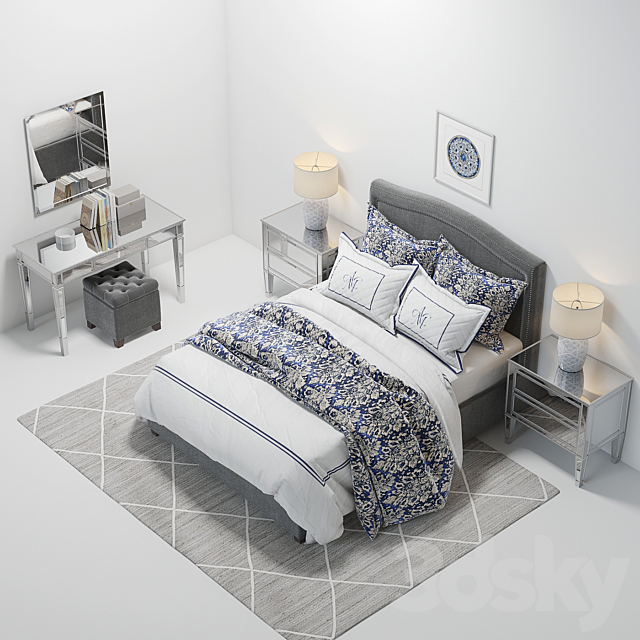 Pottery Barn Tamsen Bed set 02 3DSMax File - thumbnail 3