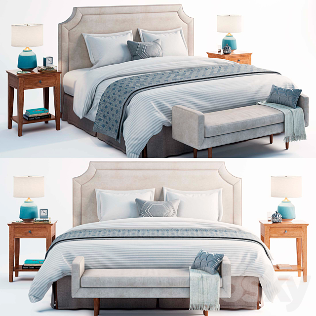 potterybarn bed set 3DSMax File - thumbnail 1