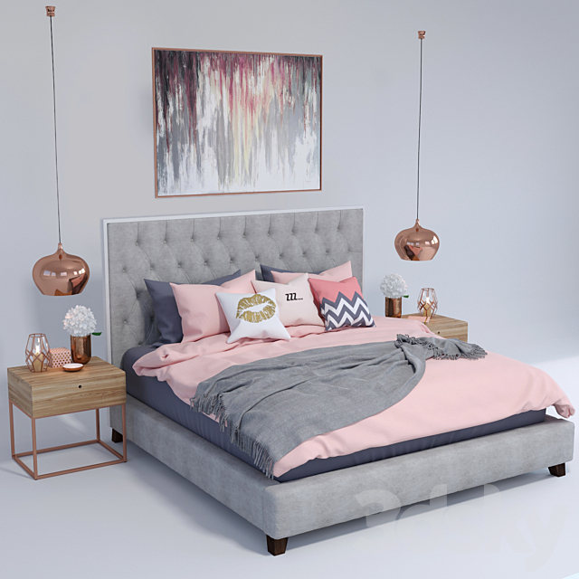 Prague Bed Bed with decor 3DSMax File - thumbnail 1