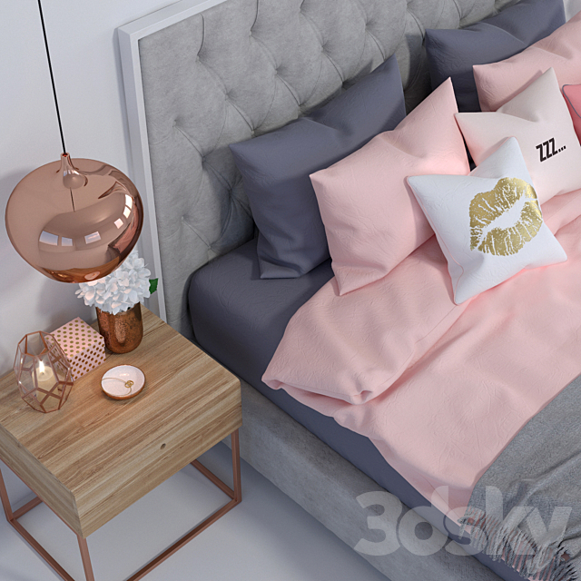 Prague Bed Bed with decor 3DSMax File - thumbnail 3