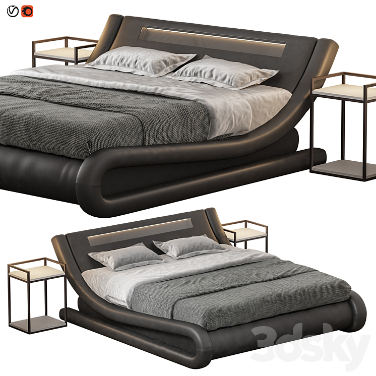 Profile Sleigh Bed 3DS Max Model - thumbnail 1