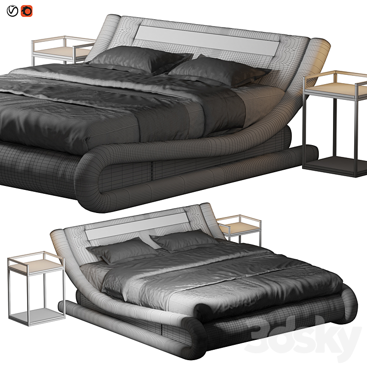 Profile Sleigh Bed 3DS Max Model - thumbnail 2