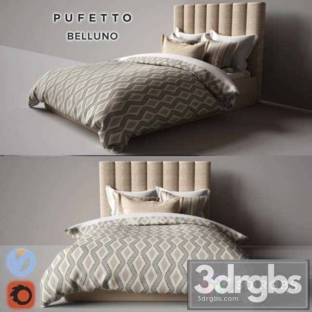 Pufetto Belluno Bed 3dsmax Download - thumbnail 1