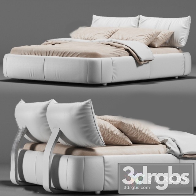 Quaela Fabric White Bed 3dsmax Download - thumbnail 1