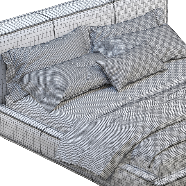 Queen Loft Leather Bed 2 3DS Max Model - thumbnail 3