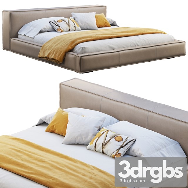 Queen loft leather bed 2 3dsmax Download - thumbnail 1