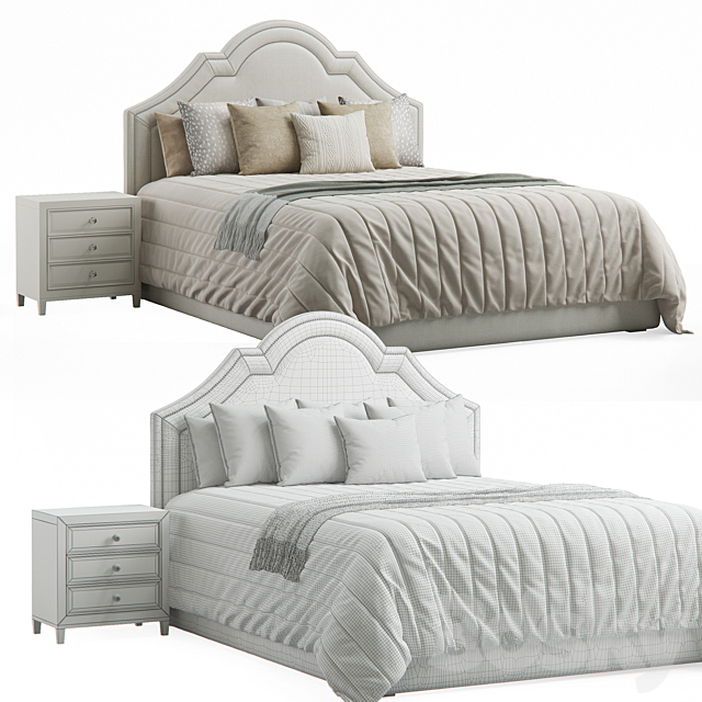 Queen Madison Crown Headboard Bed 3DS Max Model - thumbnail 4