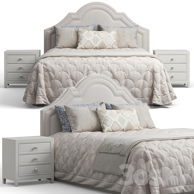 Queen Madison Crown Headboard Bed 3DSMax File - thumbnail 1