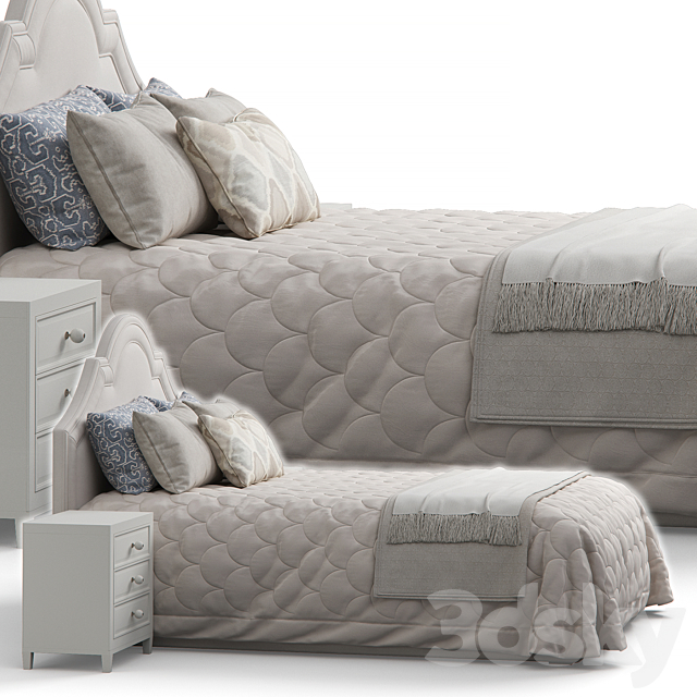 Queen Madison Crown Headboard Bed 3DSMax File - thumbnail 3