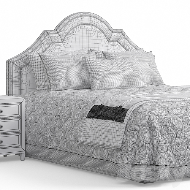 Queen Madison Crown Headboard Bed 3DSMax File - thumbnail 4