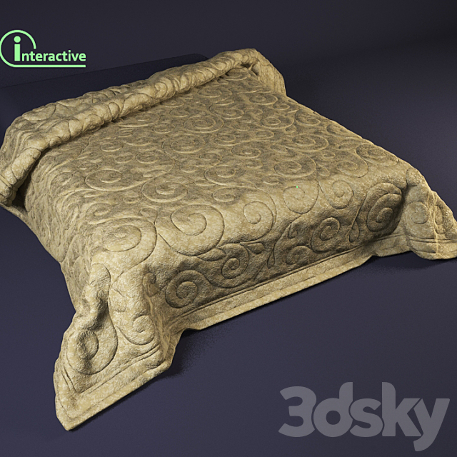 Quilted bedspread 3DSMax File - thumbnail 1