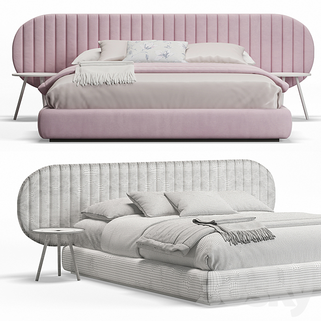 Quinn headboard bed 3DSMax File - thumbnail 3