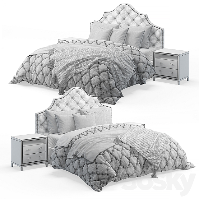 Qween Bed with Arebelle Tufted Headboard 3DSMax File - thumbnail 3