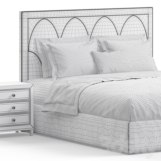 Regan upholstered king bed 3DS Max Model - thumbnail 4