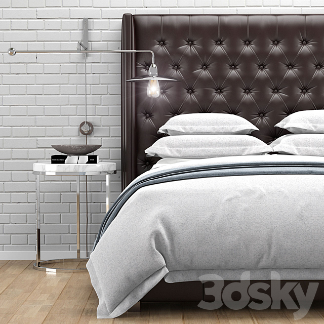 Restoration Hardware Adler Leather Tufted bed 3DSMax File - thumbnail 3