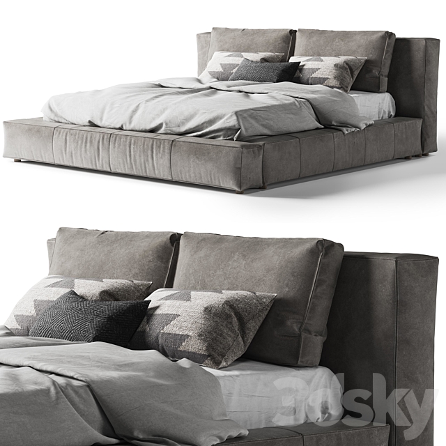 Restoration Hardware Bed Cloud Leather Platform 3DSMax File - thumbnail 1