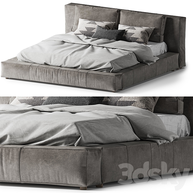 Restoration Hardware Bed Cloud Leather Platform 3DSMax File - thumbnail 3