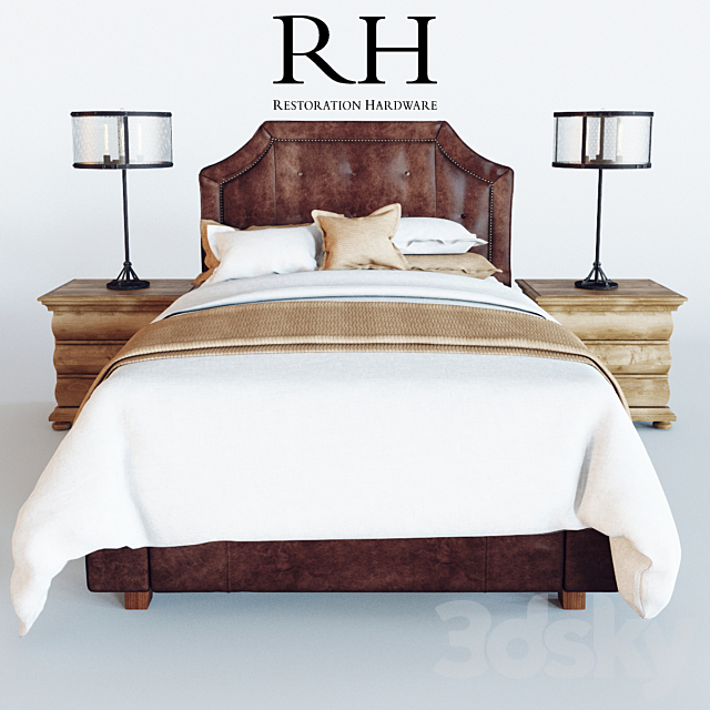 Restoration Hardware Delano Leather Bed 3DSMax File - thumbnail 1